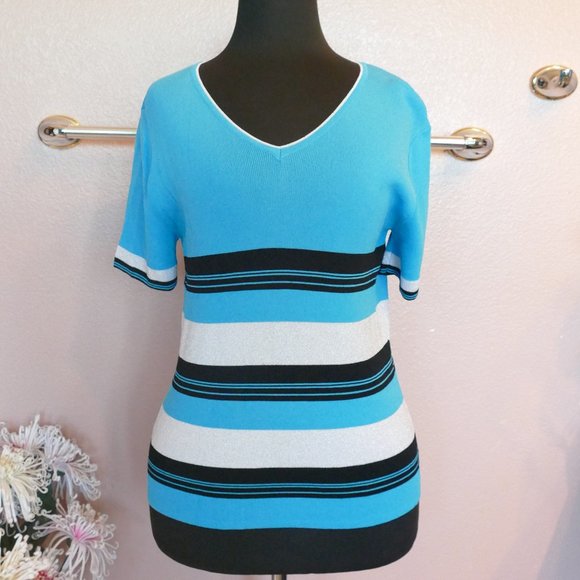 Kenneth Miller Blue & Silver Top- Size M - Picture 1 of 6